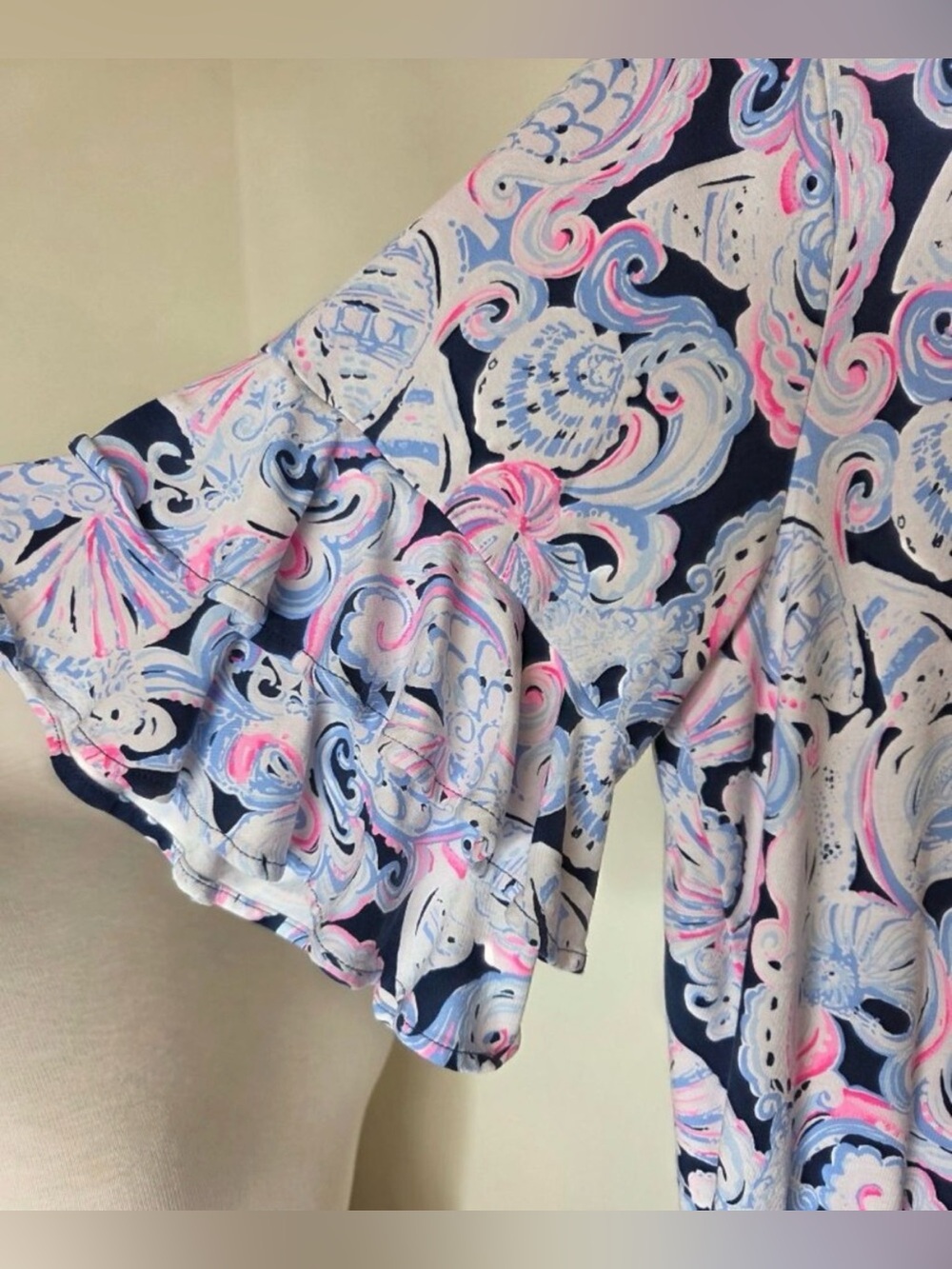 Lilly Pulitzer Navy Pink Blue Paisley Short-Sleeve Romper L - Picture 3 of 6